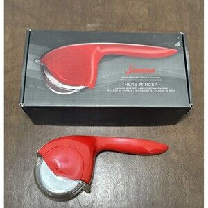 Savora Crimson Red Herb Roller Mincer Manual Hand Scallion Cutter Slicers - EUC